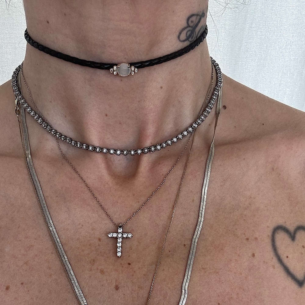 Jacquie Aiche Moonstone+Diamond Leather Choker🌙